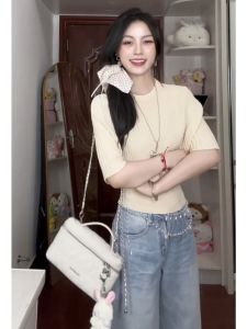 YUEZHONGWEI | Elegant Flattering Short Sleeve Knitted Blouse