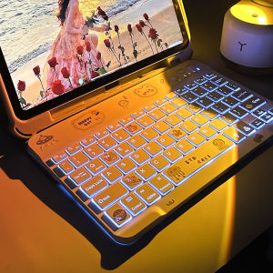 Wireless Bluetooth Keyboard Mouse Set New Silent Backlight for Apple iPad Huawei MatePad Xiaomi Android Mobile Phone External Mini Cute Girls Office Typing Special Use