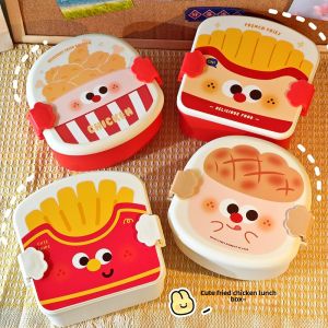Large Capacity Cute Potato Chip Bento Box Lunch Box Fruit Subpackage Box for Office Workers Students Children Lunch Time
