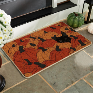 VIKAMA Black Cat Pumpkin Autumn Doormat Autumn Home Decor Doormat Entryway Rug Floor Mat Home Decor