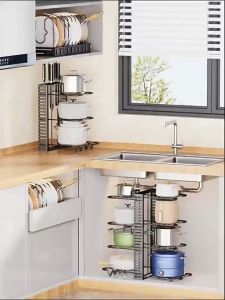LIBRA RAK MOUNT PANCI 8 SUSUN RAK BAWAH WASTAFEL BESI RAK POT KABINET ATAS RAK DAPUR MINIMALIS PENYIMPANAN SERBAGUNA RAK TUTUP PANCI