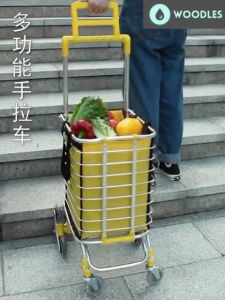 [SG Stock] WOODLES Shopping Cart Grocery Utility Market Push-Pull with Bag Trolley Cargo Trolley Stair Climbing 8-Wheel Foldable Aluminum Alloy Add Cover Thermal Bag
