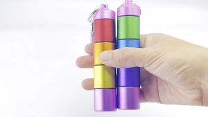 2pcs/set Portable Pill Cases Metal Pocket Pill Boxes Keychain for Purse for Travel 4 Compartment Waterproof Daily Pill Container Holder