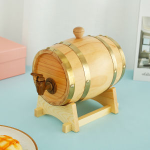1.5L Vintage Wooden Timber Wine Barrel for Whiskey Rum Port Wood Beer Barrel Sealing Brandy Bucket Dispenser Wine Storage