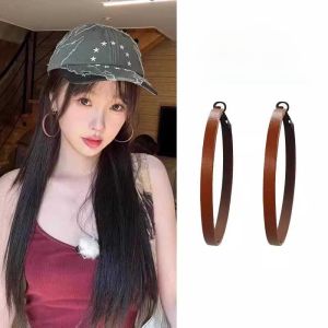 Chinese Restaurant Yu Shuxin Same Style Brown Hoop Earrings Accessible Luxury Fancy Atmosphere Fashion Graceful Earrings Female