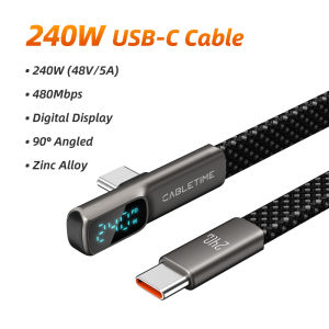 Cáp Sạc Nhanh USB C CABLETIME 240W Dây Sạc Type C Dành Cho MacBook Laptop iPhone 17 16 Samsung S25 Chất Liệu Hợp Kim Kẽm Bện