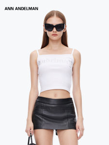 ANN ANDELMAN | Solid Color Slim Fit Round Neck Bejeweled Tank Top