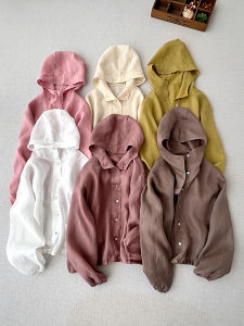 Cool Linen Shirt Womens Loose Fit Drawstring Hooded Air Conditioning Top Lazy Design Lightweight Sun Protection Casual Style
