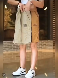 STAR FRUIT กางเกงขาสั้นลำลองผู้ชายสไตล์ฮ่องกงสไตล์เกาหลี INS กางเกงขาสั้นทรงหลวมสไตล์วินเทจ