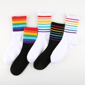 Trendy Rainbow Korean Candy Color Spring and Autumn Knee High Socks