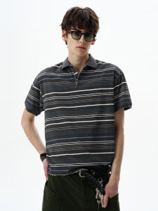 MADWITCH | Vintage Stripe Polo Collar T-Shirt