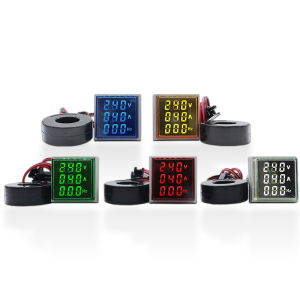 Digital 22mm AC50-380V Volt 0-100A 0-99HZ Voltmeter Ammeter Current Hertz Voltage Meter LED Indicator Lamp Pilot Light