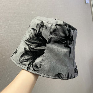 Foldable Watercolor Ink Bucket Hat Womens Spring Summer Autumn Face Covering Fishing Cap Small Face Effect Versatile Bowl Hat