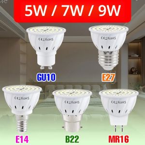 220V E27 หลอดไฟ LED E14 โคมไฟ GU10 สปอตไลท์ MR16 โคมระย้าหลอดไฟ B22 ประหยัดพลังงานสําหรับห้องนั่งเล่นเย็น/อบอุ่นสีขาว