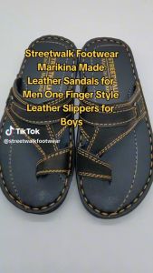 Streetwalk Footwear BIG SIZE Leather Slippers for Men Marikina Made Leather Sandals for Male Sandals na Gawang Marikina with Tahi One Finger Leather Sandals for Men Hand-Made Balat Sandals for Men One Finger Sandals for Men (code:MS-Rev)