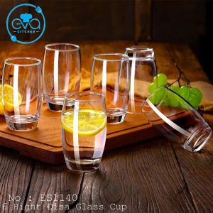 Bộ 6 Ly Thuỷ Tinh Bầu Tròn Cao Chịu Nhiệt Deli 390ML Hight Disa Glass Cup ES1140
