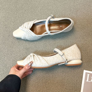 French Style Mary Jane Flat Heel Ballet Shoes Womens Fashion Spring New Skirt Matching Low Block Heel round Toe Rubber Sole