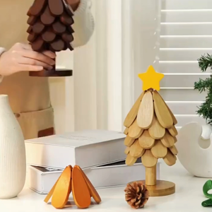 4pcs Tree Shaped Wooden Placemat Heat Pad Heat Insulation Table Mat Coaster Holder For Kit