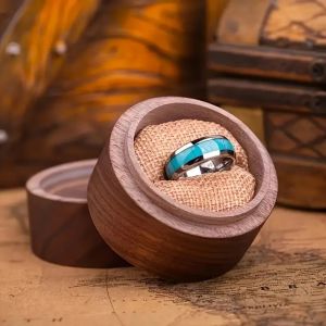 Wholesale Inlay Blue Turquoise Rings Fashion 8mm Men Stainless Steel Rings for Men Women Wedding Engagement Band Jewelry Gift