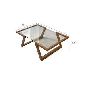 Minimalist Japanese Style Tea Table Real Wood Square Small Coffee Table Home Simple Living Room Low Table Tempered Glass