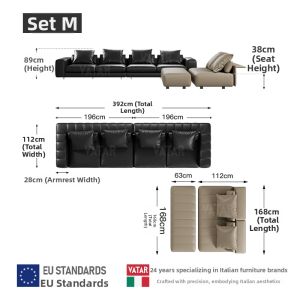 VATAR | Italian Minimalist L-shaped Leather Sofa