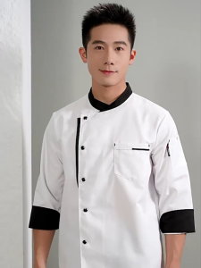 Durable Food Service Outfit Comfortable Breathable Simple Style Full Sleeve For Commercial Kitchen Canteen Cooking Business Chef Wear