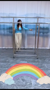 Clothes Drying Rack 304 Stainless steel 3 pole foldable Extendable Mobility Ampaian baju rak