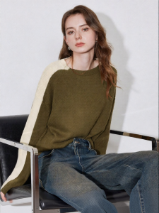 Toyouth | Áo Sweater Mềm Màu Đối Lập Phong Cách Retro