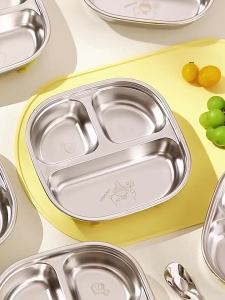 High-end Partitioned Suction Anti-scald Baby Feeding Plate Stainless Steel