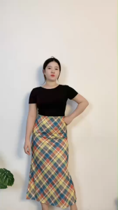 ชุดเซ็ตแฟชั่น สไตล์เกาหลี  เสื้อเปิดหลัง + กระโปรง สไตล์หวานน่ารัก