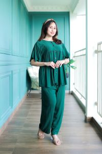GALERI Pajamas Bumil terbaru Oneset Aira Plain Lengan Pendek Oneset Babydoll Polos