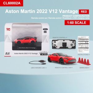 Licensed Aston Martin 2022 V12 Vantage 1:60 Scale Desktop Remote Control Car with LED Headlights