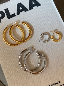 CAFFTI | Simple Hoop Rose Story Inspired Liu Yifei Style Metal Silver Ear Jewelry