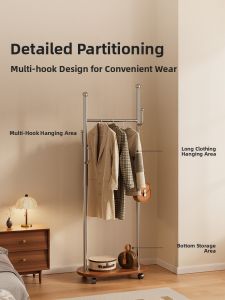 Creative Cactus Iron Art Floor Mounted Wardrobe with Wheels Bedroom Home Use Clothes Hanger Simple Design for Hanging Clothes