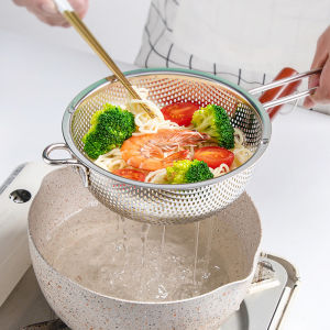 Large Stainless Steel Handheld Strainer Pasta Lifting Sieve Deep Fry Basket Cooking Utensil Oil Drain Net Kitchen Tool