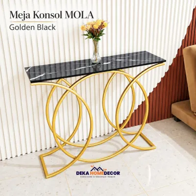 Meja Konsol Minimalis MOLA Besi Gold Motif Marmer Mewah Aesthetic Meja Foyer Furniture Ruang Tamu Minimalis Modern Meja Hias Pajangan Rumah
