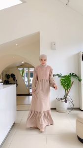 Jahira Dress Cantik Gamis Muslim Crinkle Mix Brukat