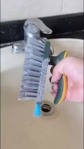 1/2pcs 3-In-1 Multi-Function Cleaning Brush Crevice Scrubber Brush Useful Hard Bristle Deep Cleaning for Crevices Windows Stove