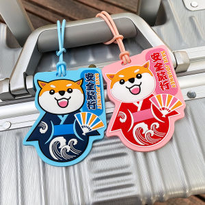Travel Portable Silicon Baggage Tag Cartoon Shiba Inu Consignment Listing Anti-Lost Japanese Kimono Luggage Boarding Pass