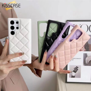 Kisscase hình thoi Ốp da cho Samsung s23ultra hương thơm nhỏ với cao cấp mô hình da màu trơn sofa mô hình trường hợp cho Galaxy S23 siêu s23plus S23 + S23 lưng điện thoại di động Bìa