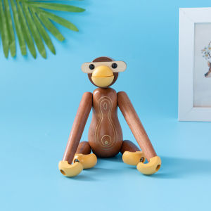 Creative Solid Wood Monkey Figurine Small Hanging Decoration Wooden Hole Board Home Decor Toy Doll Childrens Room Good Luck Doll