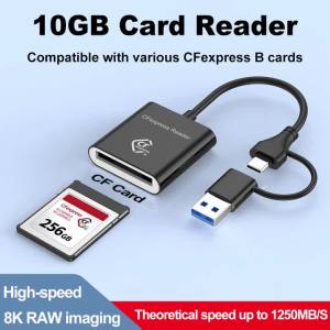 kebidumei | Kebidumei 10Gbps CFexpress Type B Card Reader Writer USB3.2 Gen2 USB-C CFe Card Reader for Android Windows XP/Vista/10/11 Mac OS