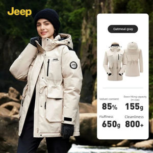 Jeep Down Jacket Womens Graphene Integrated Windproof Warm Waterproof Waist Jacket Thickened Medium to Long