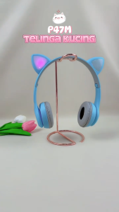 P47M Cute Cat Ear Headphone with RGB LED Light Wireless Headset Stereo Phone Music Bluetooth Headset