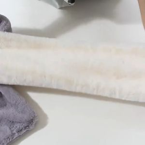 Elegant Solid Color Cross Scarf Faux Rabbit Fur Thicken Scarf Winter Warm Shawl Soft Fluffy Girls Plush Neck Warmer White/Beige