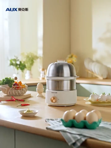 AUX | Home Use Small Automatic Egg Steamer with Timer and Auto Power Off Stainless Steel
