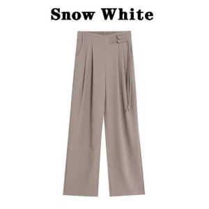กางเกงขายาวทรงตรงสไตล์จีนใหม่สำหรับผู้หญิงฤดูร้อนปี 2024 กางเกงขายาวทรงขากว้างแบบอเนกประสงค์ กางเกงขายาวทรงสูทลำลอง