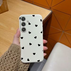 Cute Black Hearts Pattern TPU Phone Case For Samsung Galaxy A73 A72 A71 A70 A56 A555 A54 A53 A52 A51 A50 Matte Soft Back Cover