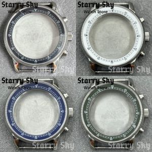 Starry Sky 38mm Stainless Steel Black/White/Blue/Green Chapter Watch Case Suitable For VK63 VK64 Quartz Movement Watch Accessory