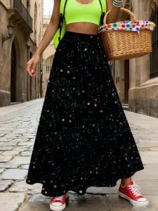 Printed Design Four season colorful polka dot black casual style half skirt